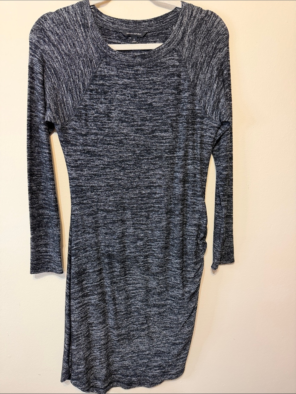 Long Sleeve Heathered Gray Bodycon Dress double layer 2399